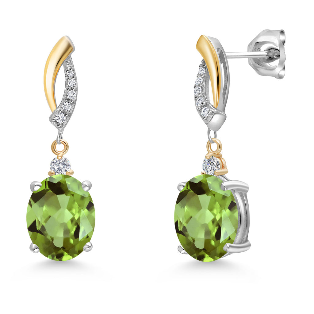 Peridot - August_Earrings in 925 Sterling Silver and 10K Yellow Gold