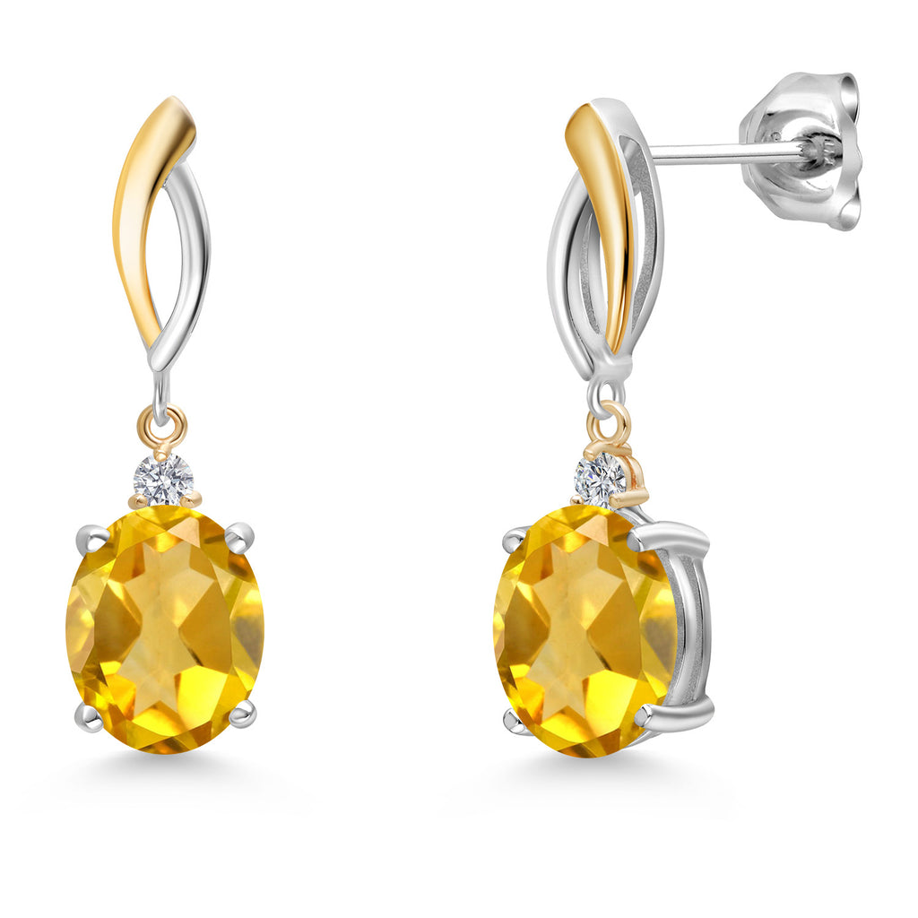 Citrine - November_Earrings in 925 Sterling Silver and 10K Yellow Gold