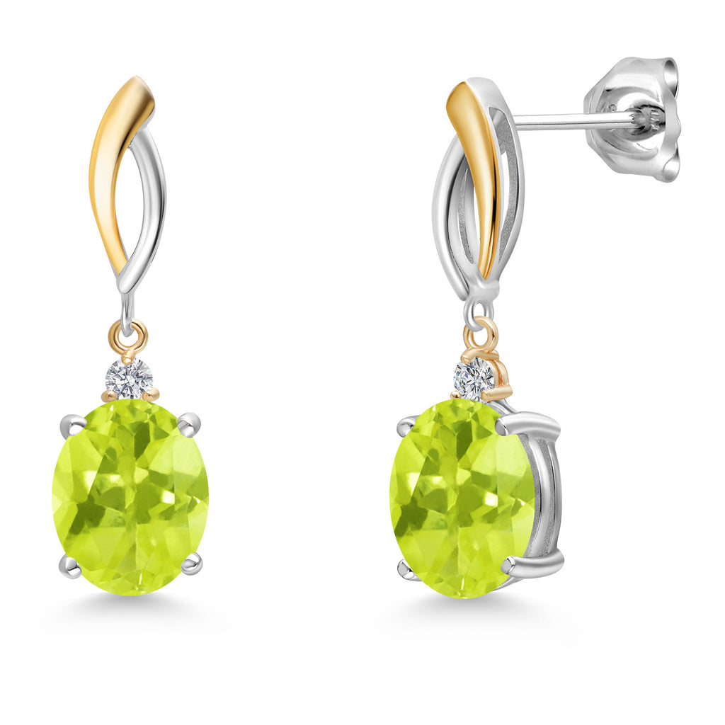 Lemon Quartz_Earrings in 925 Sterling Silver and 10K Yellow Gold