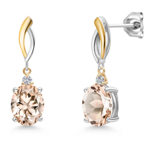 Morganite - October_Earrings in 925 Sterling Silver and 10K Yellow Gold