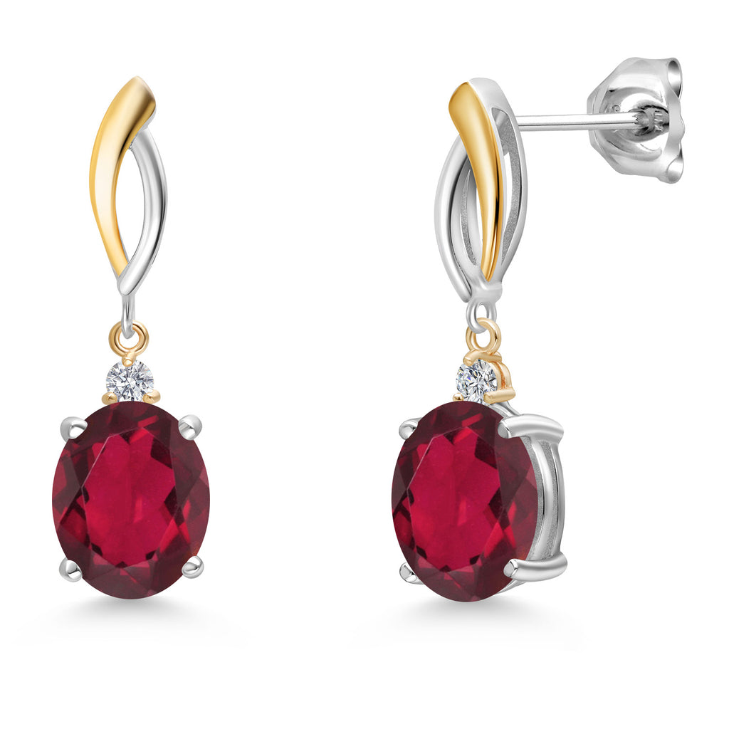 Ruby Red Mystic Quartz_Earrings in 925 Sterling Silver and 10K Yellow Gold