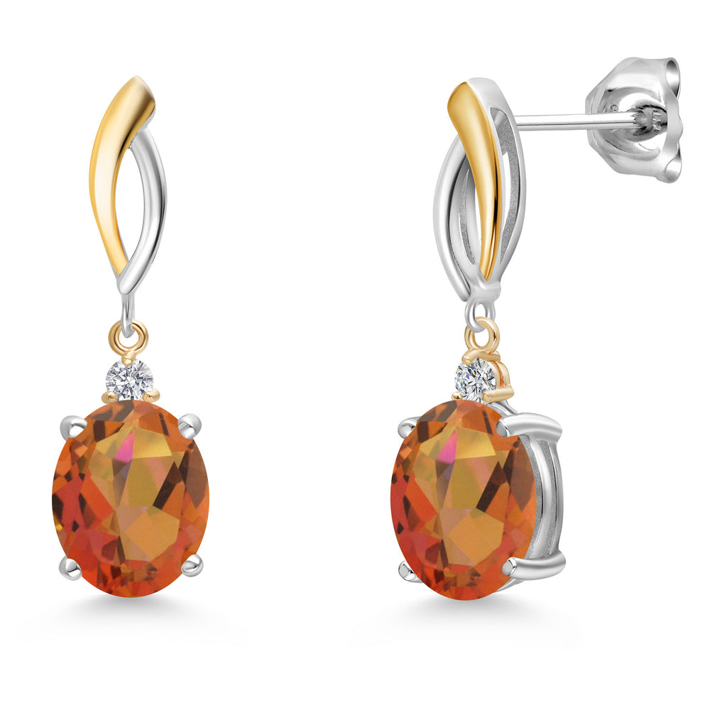 Twilight Orange Mystic Quartz_Earrings in 925 Sterling Silver and 10K Yellow Gold