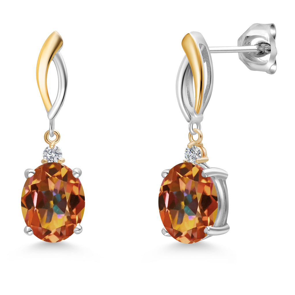 Ecstasy Mystic Topaz_Earrings in 925 Sterling Silver and 10K Yellow Gold