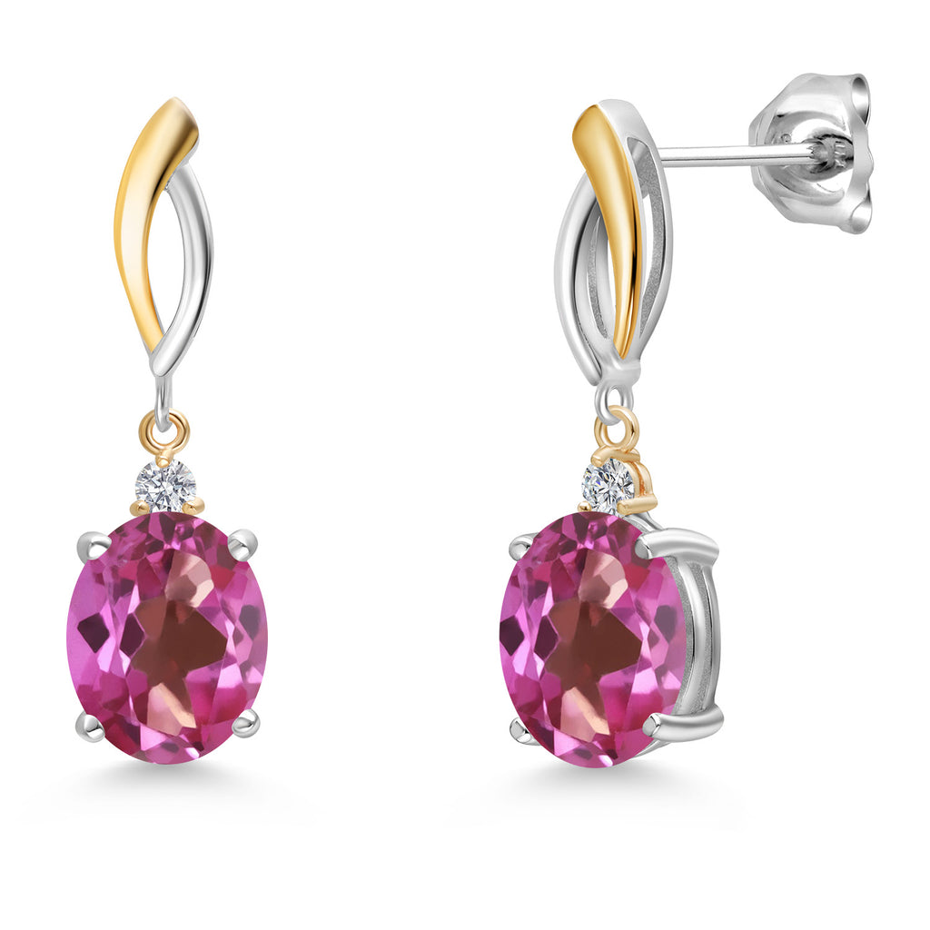 Pink Mystic Topaz_Earrings in 925 Sterling Silver and 10K Yellow Gold