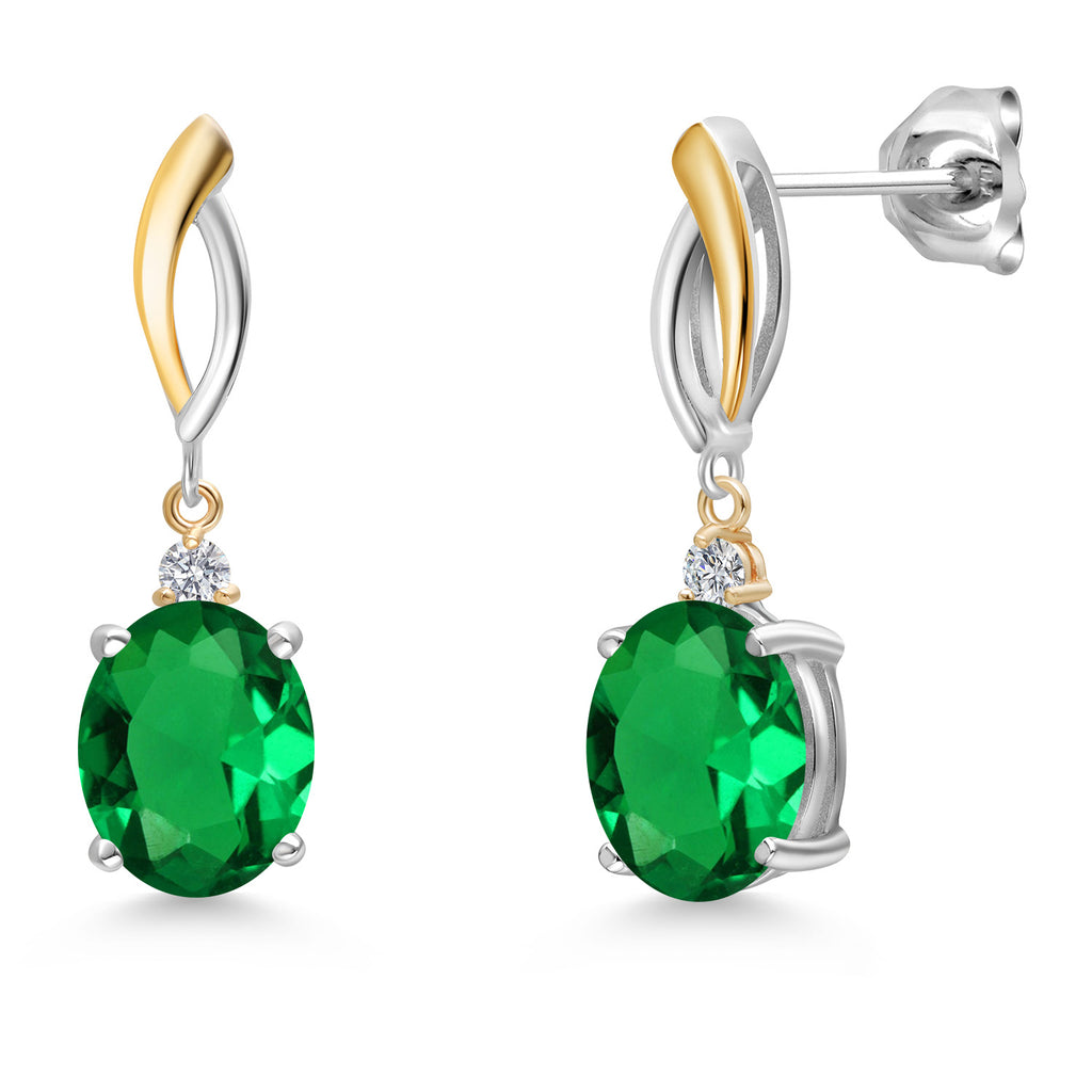 Nano Emerald - May_Earrings in 925 Sterling Silver and 10K Yellow Gold