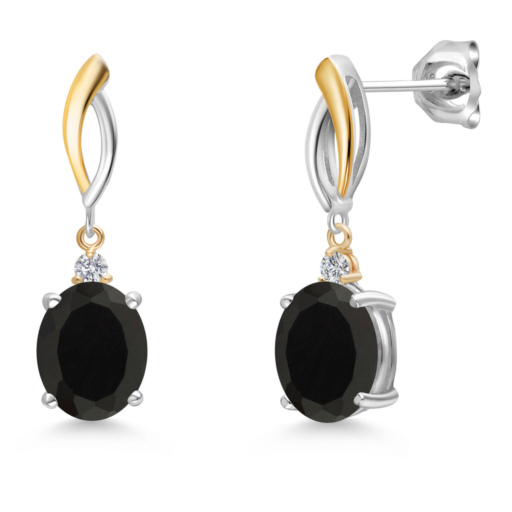 Onyx - December_Earrings in 925 Sterling Silver and 10K Yellow Gold