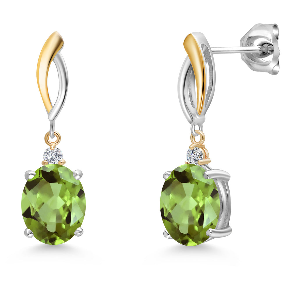 Peridot - August_Earrings in 925 Sterling Silver and 10K Yellow Gold