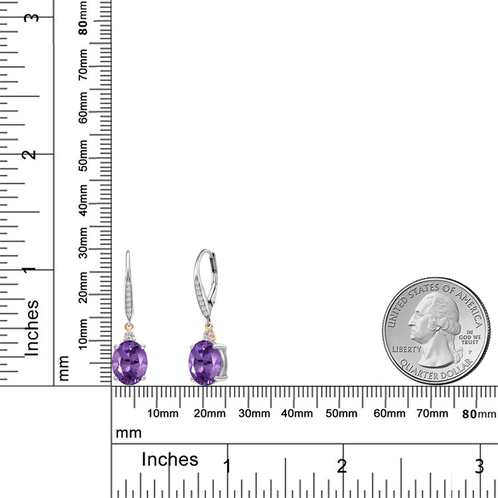 Amethyst - February_Earrings in 925 Sterling Silver and 10K Yellow Gold