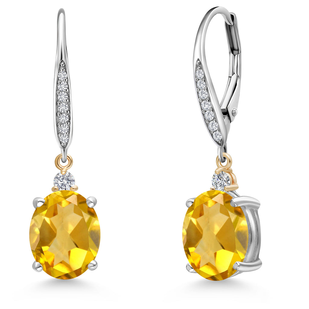 Citrine - November_Earrings in 925 Sterling Silver and 10K Yellow Gold