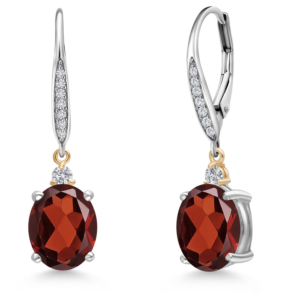 Garnet - January_Earrings in 925 Sterling Silver and 10K Yellow Gold