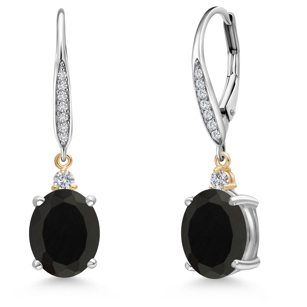 Onyx - December_Earrings in 925 Sterling Silver and 10K Yellow Gold