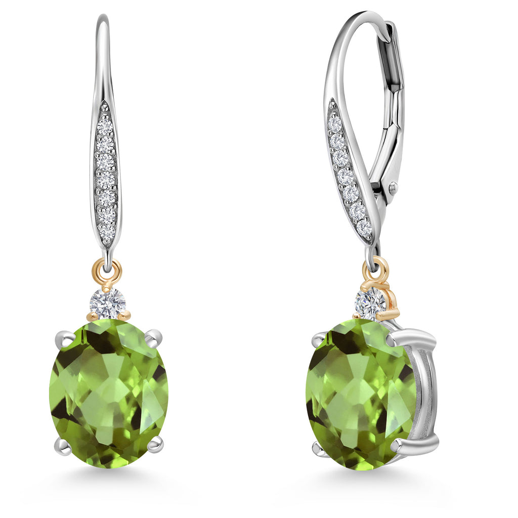 Peridot - August_Earrings in 925 Sterling Silver and 10K Yellow Gold