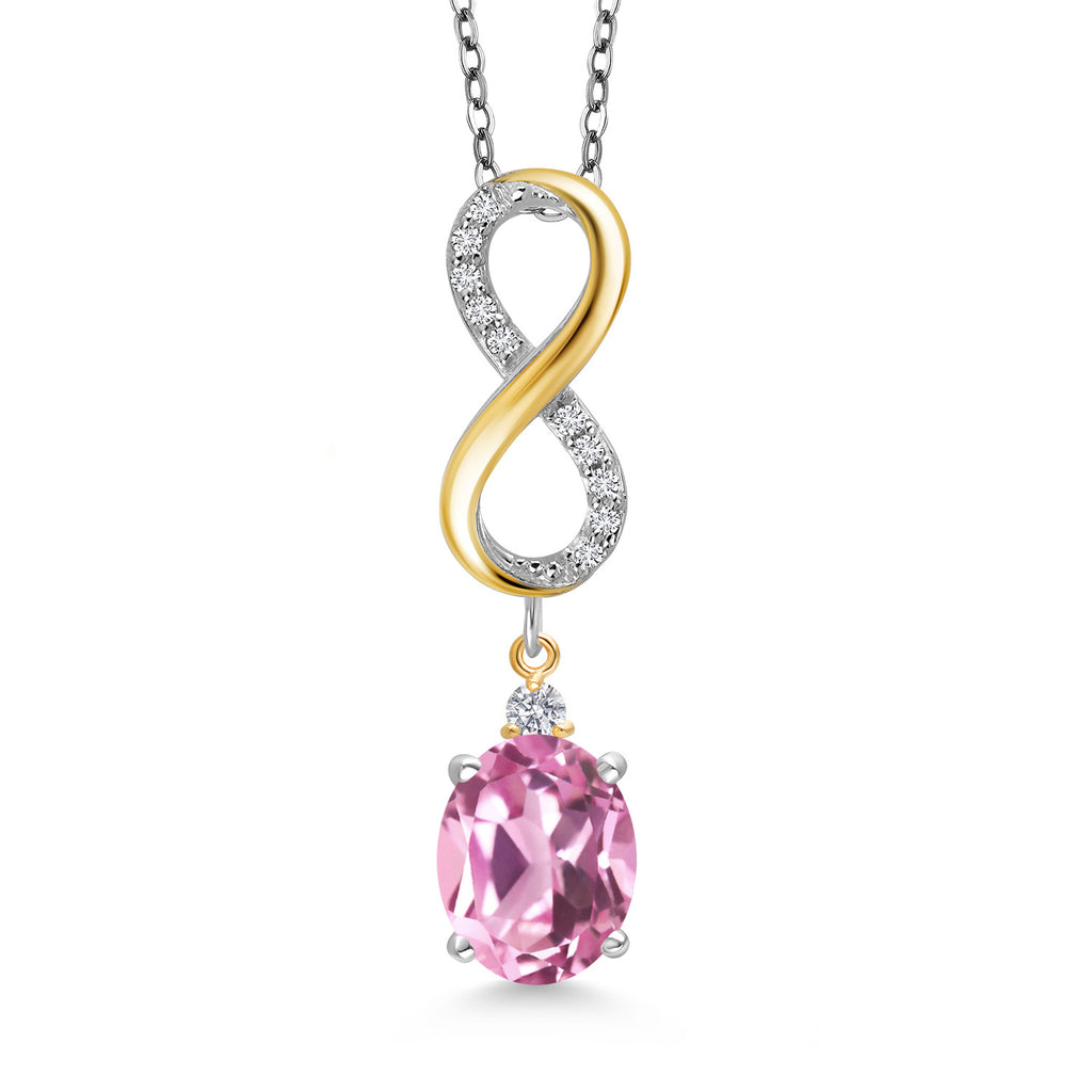 Light Pink Created Sapphire - September_Pendant in 925 Sterling Silver