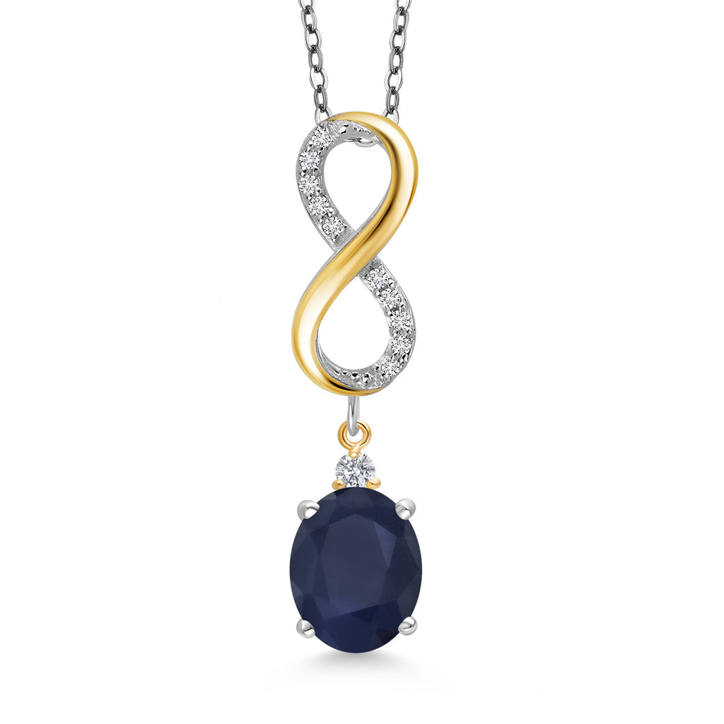 Blue Sapphire - September_Pendant in 925 Sterling Silver