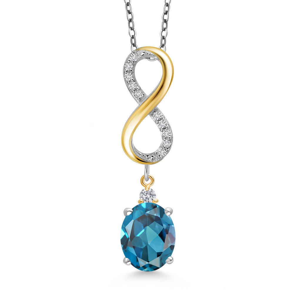London Blue Topaz - November_Pendant in 925 Sterling Silver