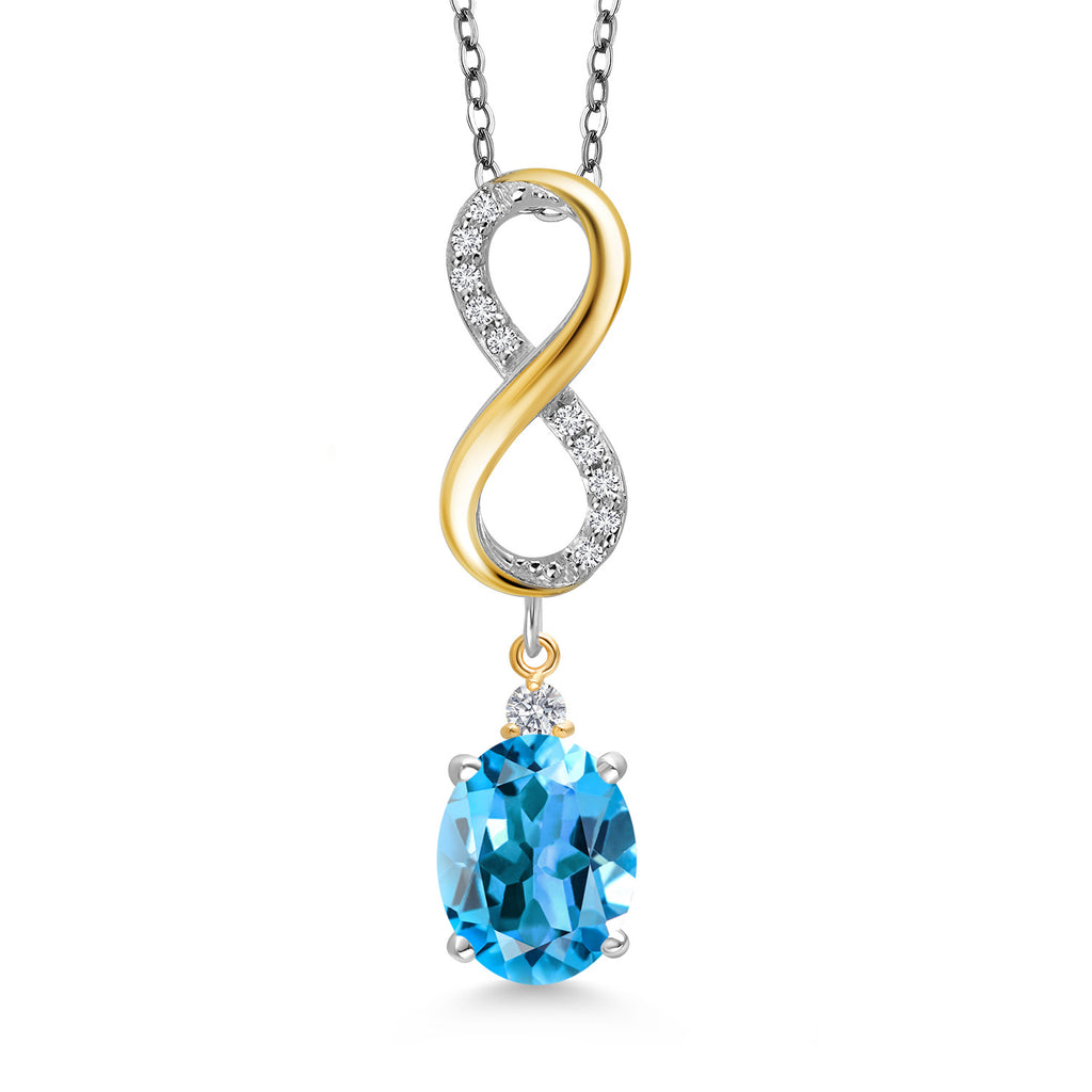 Swiss Blue Topaz - November_Pendant in 925 Sterling Silver