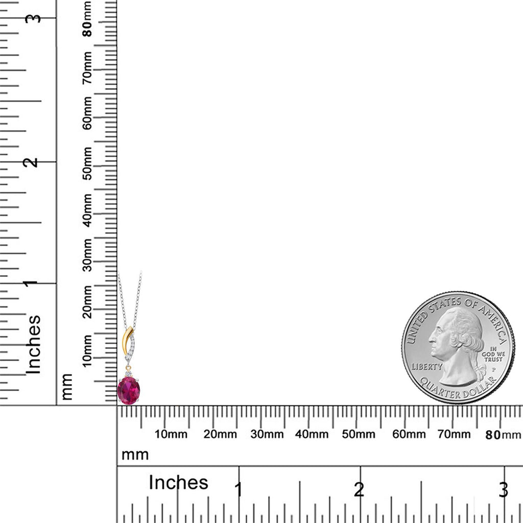 Created Ruby - July_Pendant in 925 Sterling Silver and 10K Yellow Gold