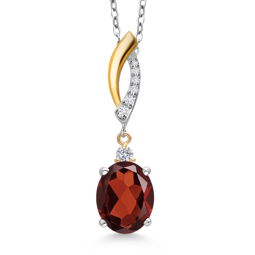 Garnet - January_Pendant in 925 Sterling Silver and 10K Yellow Gold