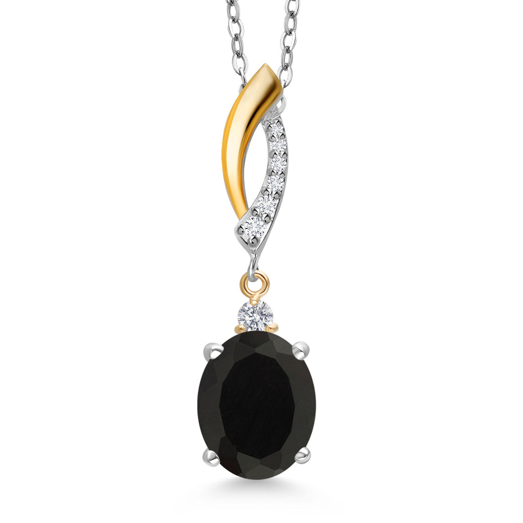 Onyx - December_Pendant in 925 Sterling Silver and 10K Yellow Gold