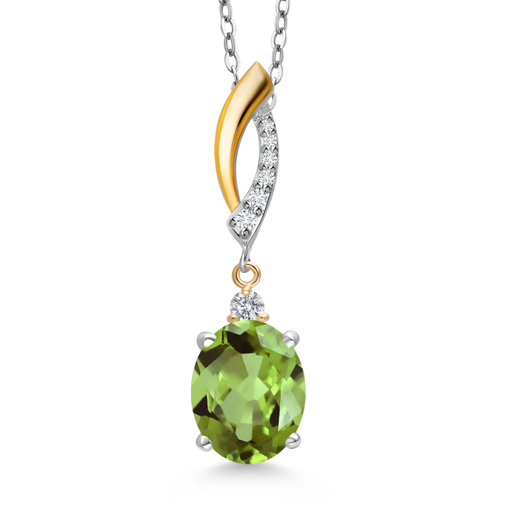 Peridot - August_Pendant in 925 Sterling Silver and 10K Yellow Gold