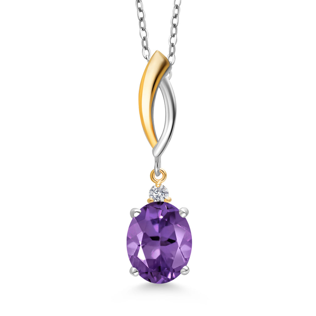 Amethyst - February_Pendant in 925 Sterling Silver and 10K Yellow Gold
