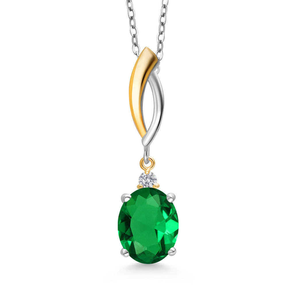 Nano Emerald - May_Pendant in 925 Sterling Silver and 10K Yellow Gold