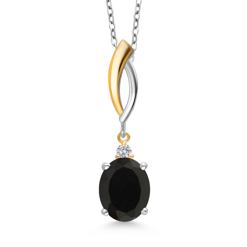 Onyx - December_Pendant in 925 Sterling Silver and 10K Yellow Gold