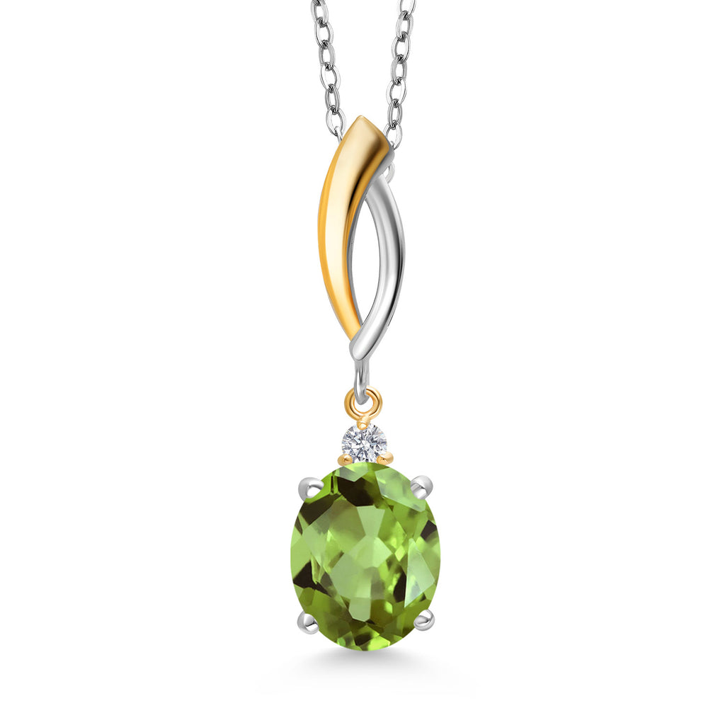 Peridot - August_Pendant in 925 Sterling Silver and 10K Yellow Gold