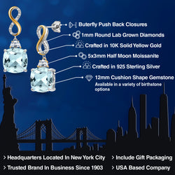 Earrings in 925 Sterling Silver and 10K Yellow Gold