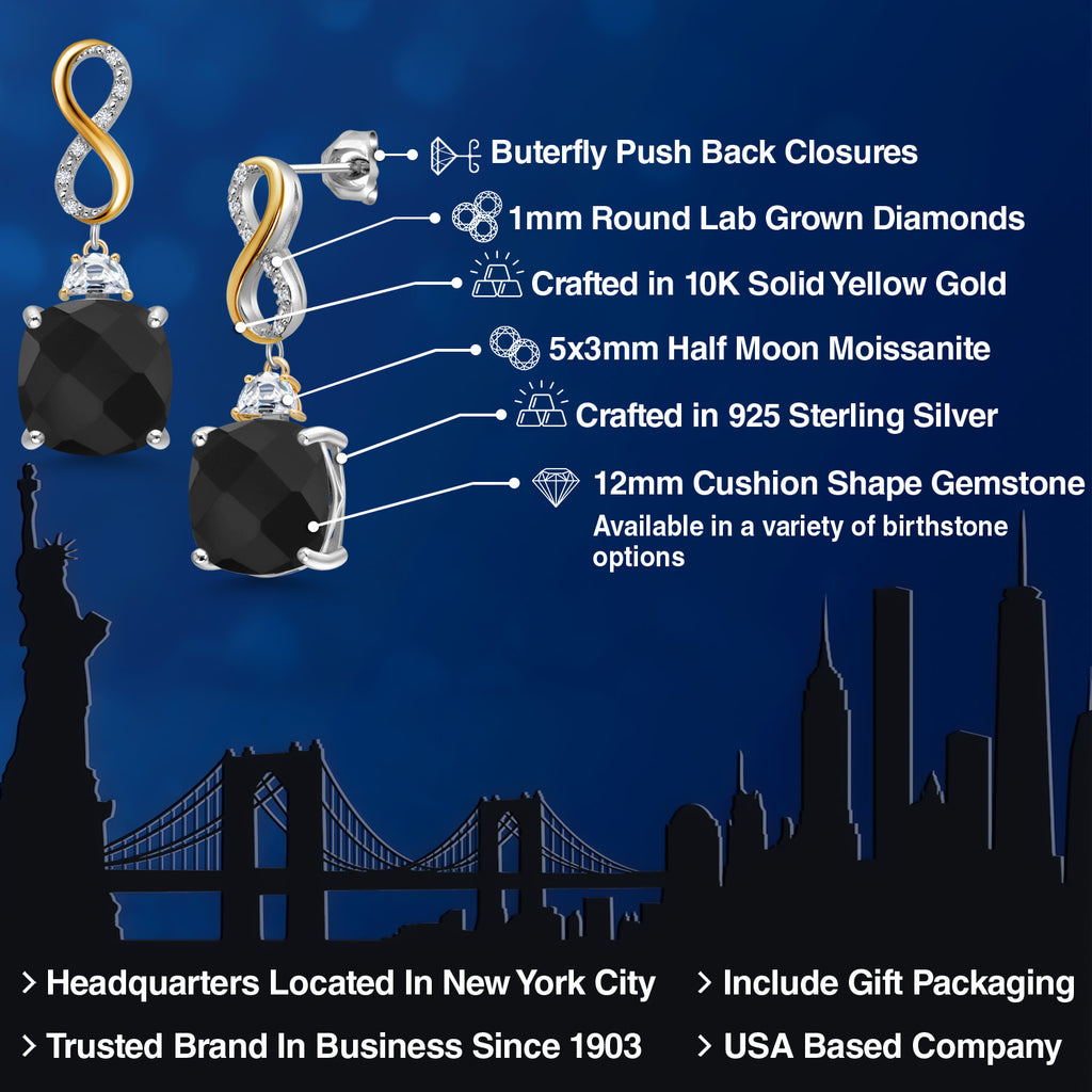 Earrings in 925 Sterling Silver and 10K Yellow Gold