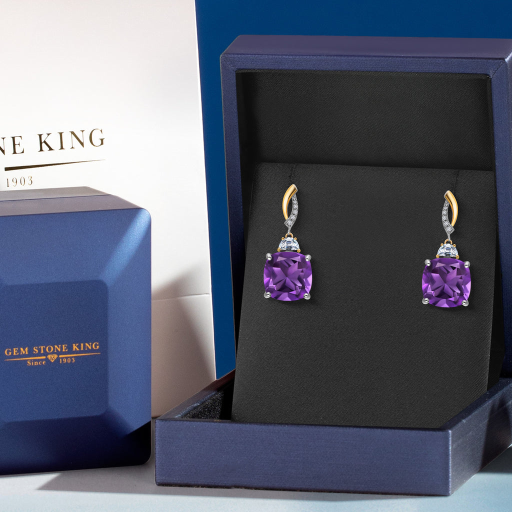 Amethyst - February_Earrings in 925 Sterling Silver and 10K Yellow Gold