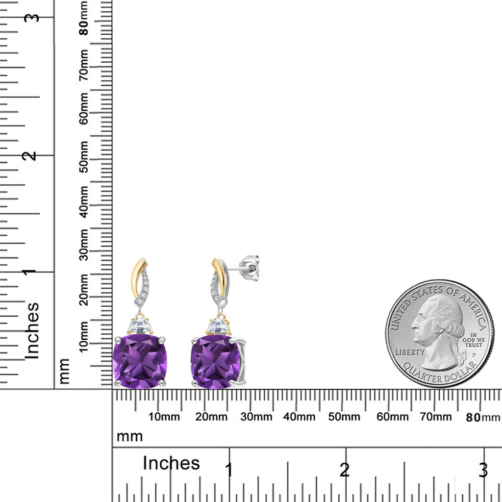 Amethyst - February_Earrings in 925 Sterling Silver and 10K Yellow Gold