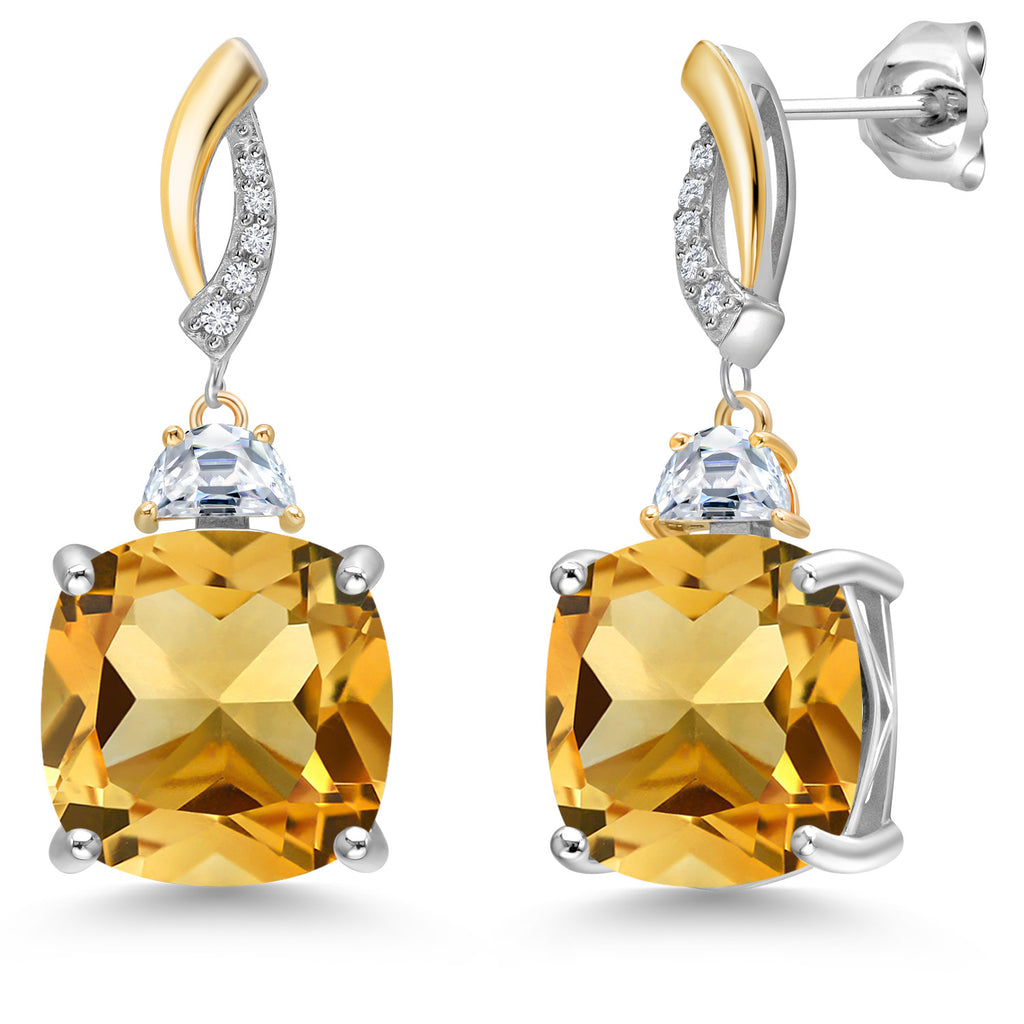 Citrine - November_Earrings in 925 Sterling Silver and 10K Yellow Gold