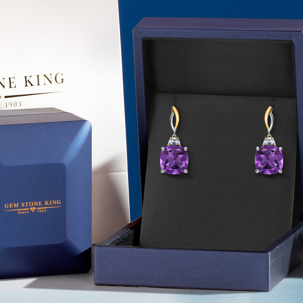 Amethyst - February_Earrings in 925 Sterling Silver and 10K Yellow Gold