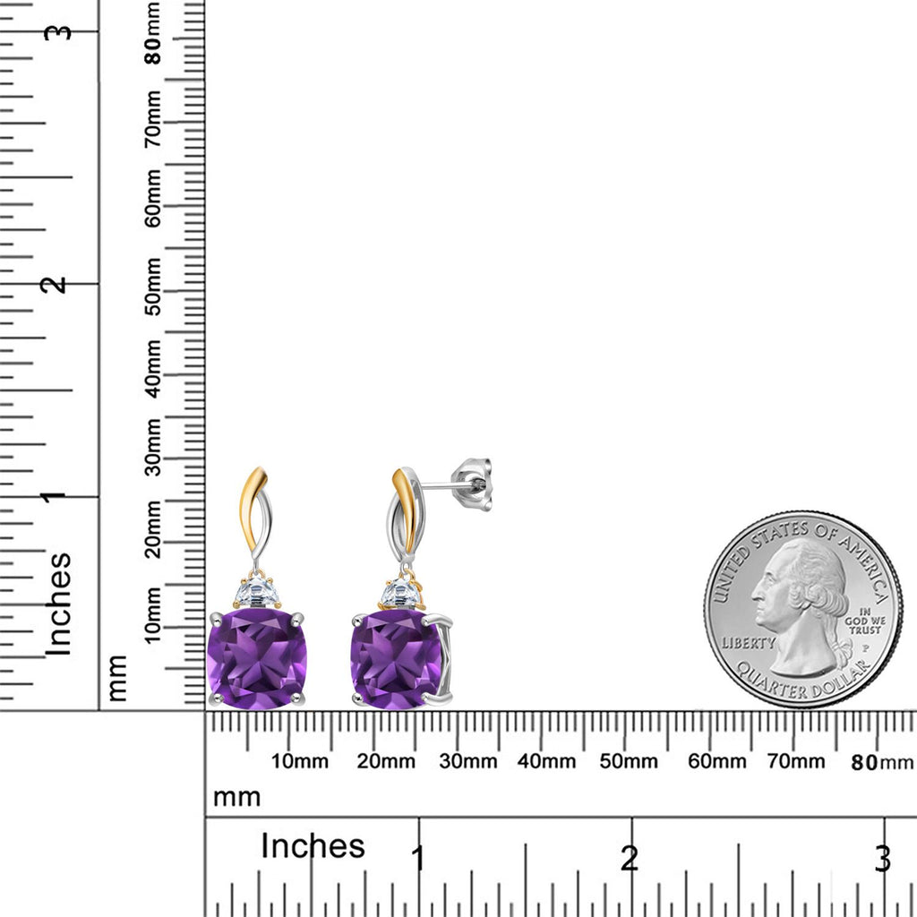 Amethyst - February_Earrings in 925 Sterling Silver and 10K Yellow Gold