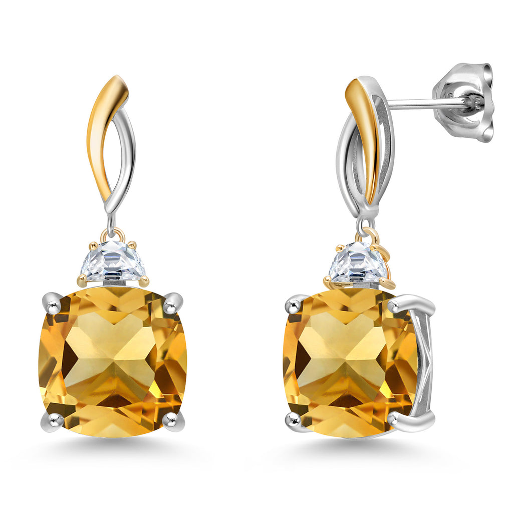 Citrine - November_Earrings in 925 Sterling Silver and 10K Yellow Gold