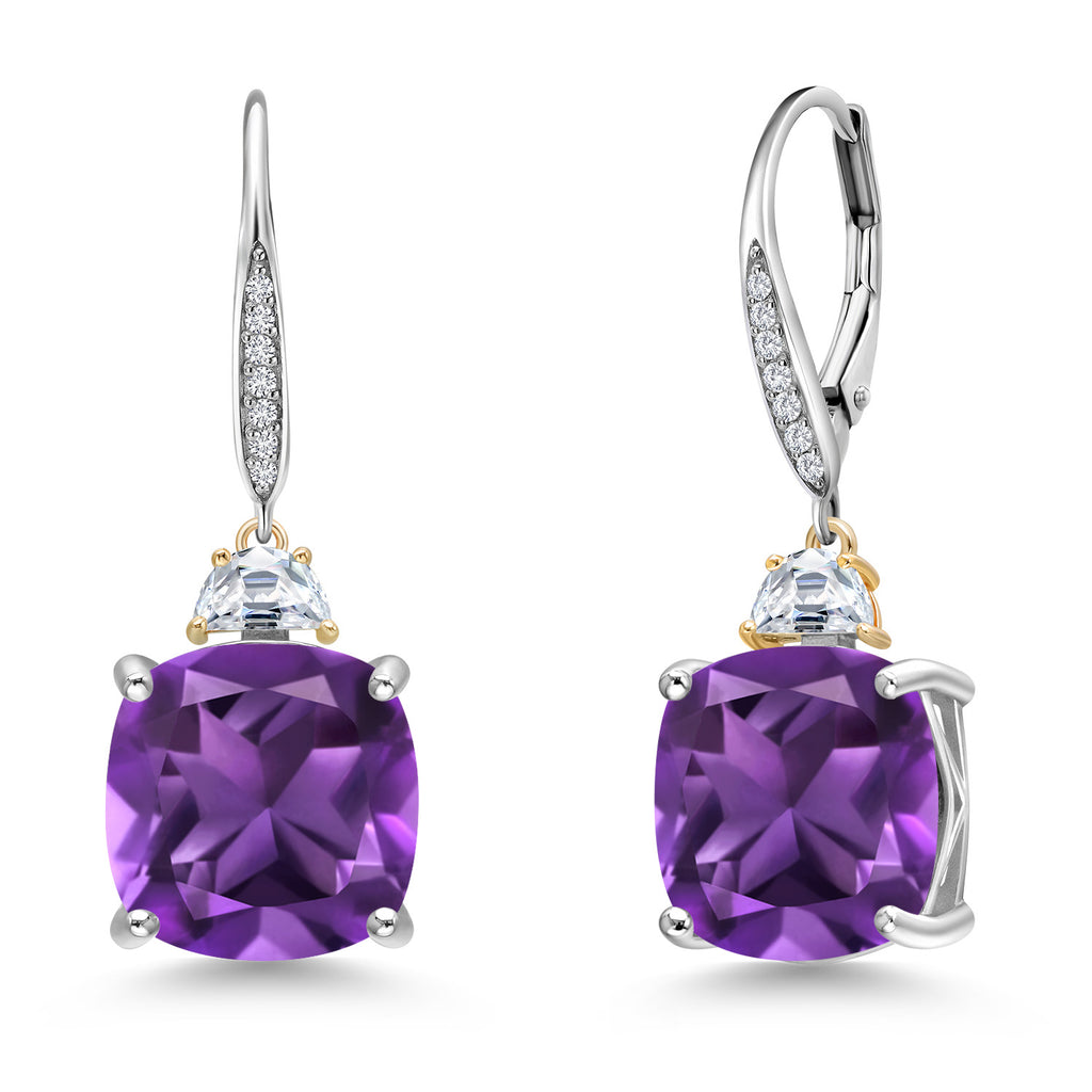 Amethyst - February_Earrings in 925 Sterling Silver and 10K Yellow Gold