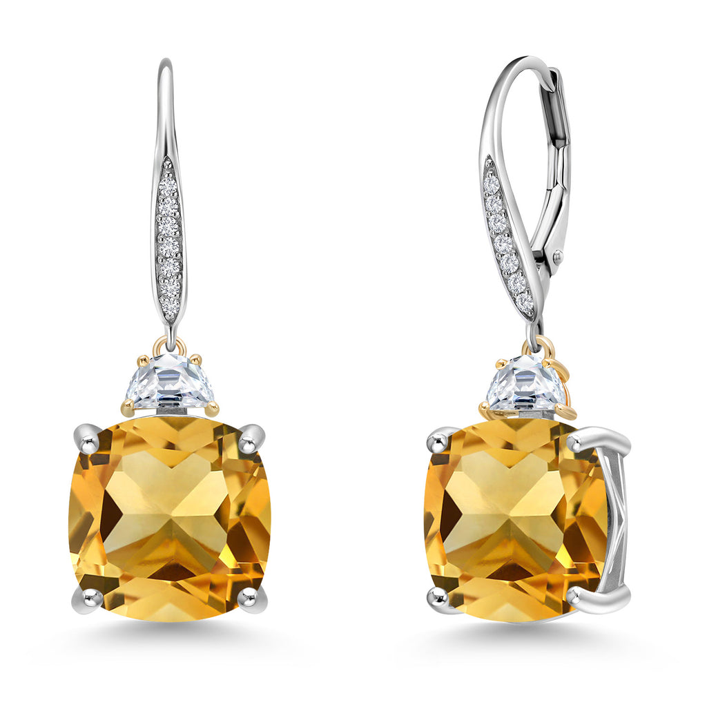 Citrine - November_Earrings in 925 Sterling Silver and 10K Yellow Gold