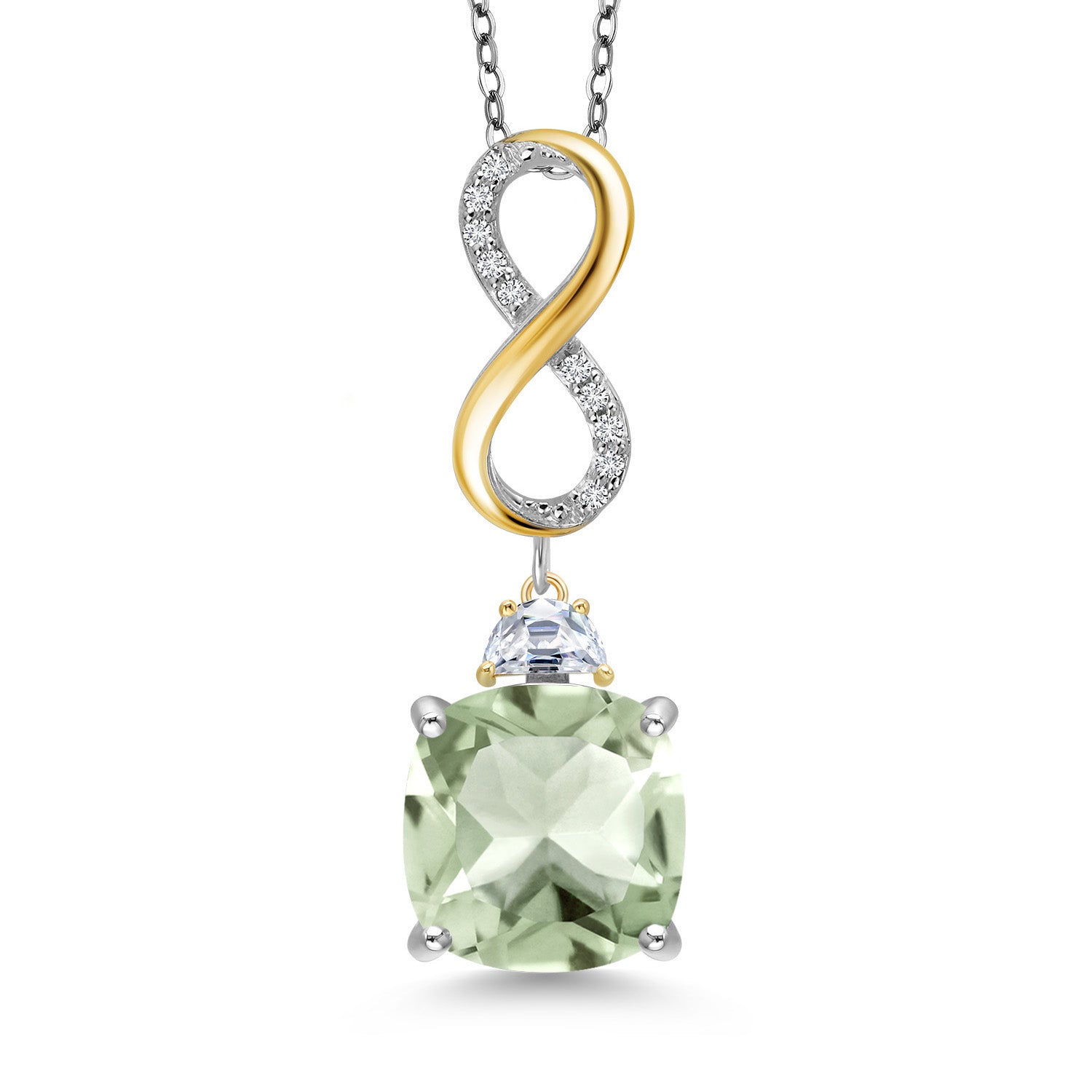 Prasiolite_Pendant in 925 Sterling Silver and 10K Yellow Gold