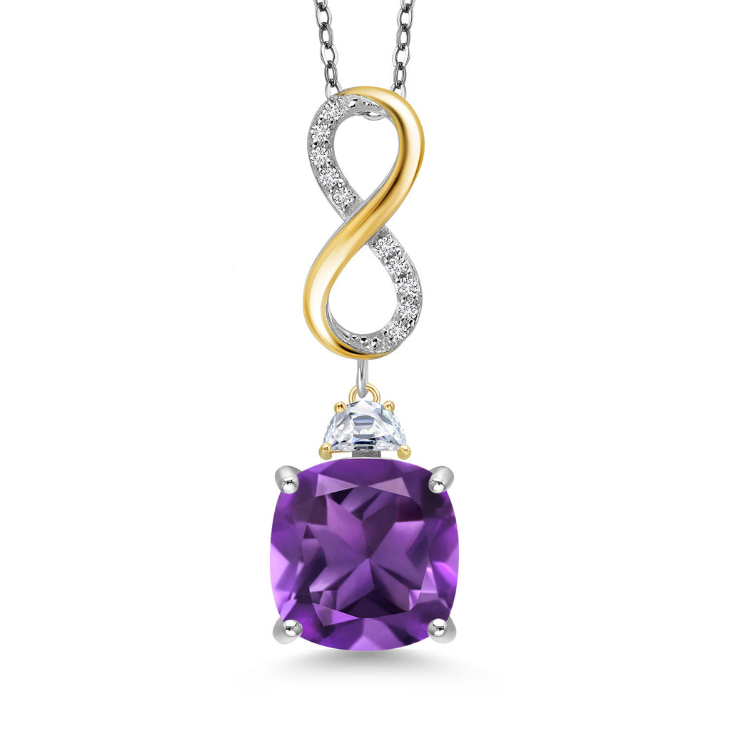 Amethyst - February_Pendant in 925 Sterling Silver and 10K Yellow Gold
