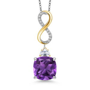 Amethyst - February_Pendant in 925 Sterling Silver and 10K Yellow Gold