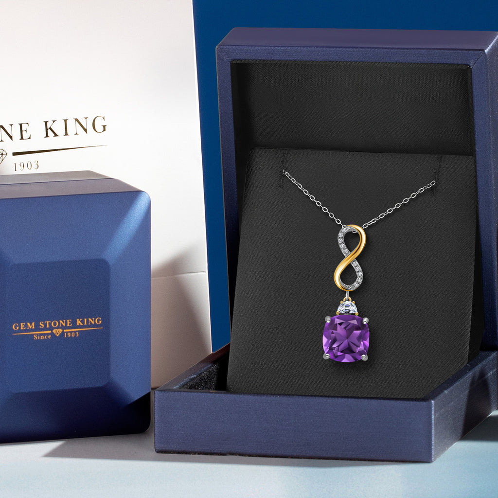 Amethyst - February_Pendant in 925 Sterling Silver and 10K Yellow Gold