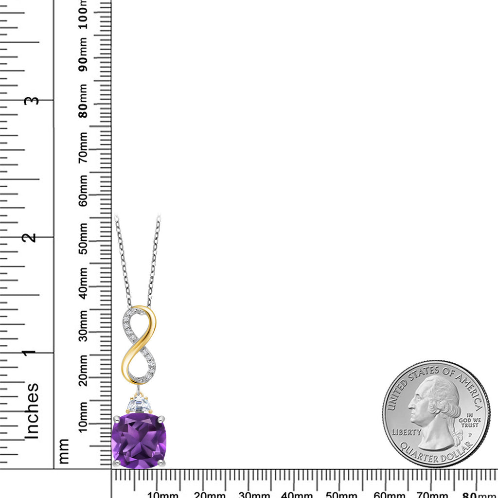 Amethyst - February_Pendant in 925 Sterling Silver and 10K Yellow Gold
