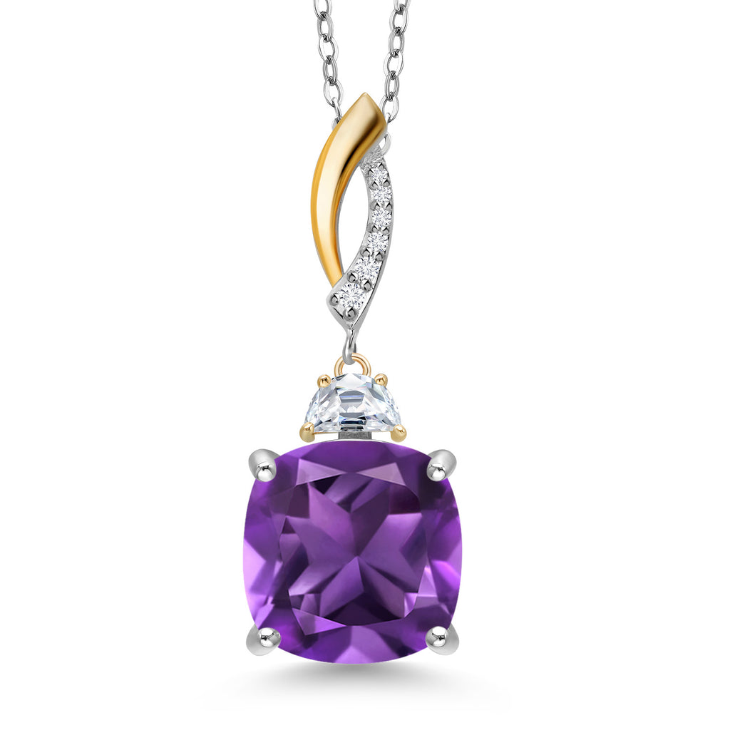 Amethyst - February_Pendant in 925 Sterling Silver and 10K Yellow Gold