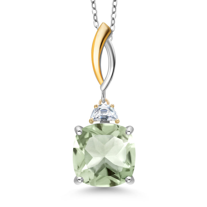 Prasiolite_Pendant in 925 Sterling Silver and 10K Yellow Gold
