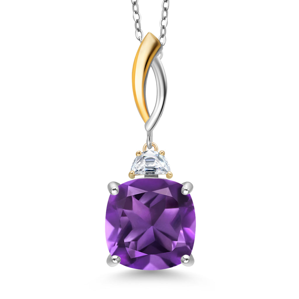 Amethyst - February_Pendant in 925 Sterling Silver and 10K Yellow Gold