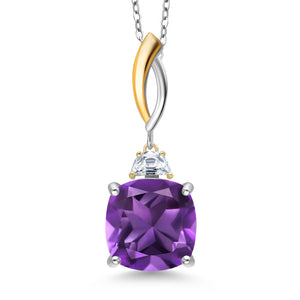 Amethyst - February_Pendant in 925 Sterling Silver and 10K Yellow Gold
