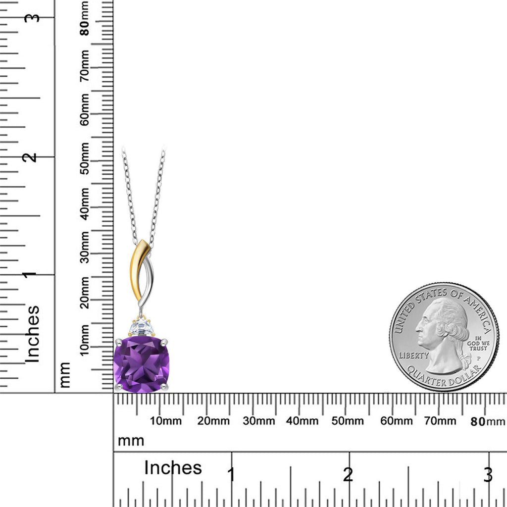 Amethyst - February_Pendant in 925 Sterling Silver and 10K Yellow Gold