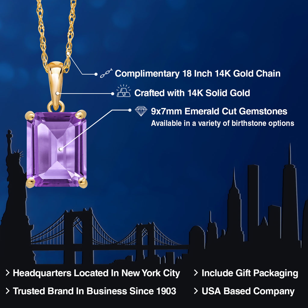 Amethyst - February_Pendant in 14K Yellow Gold
