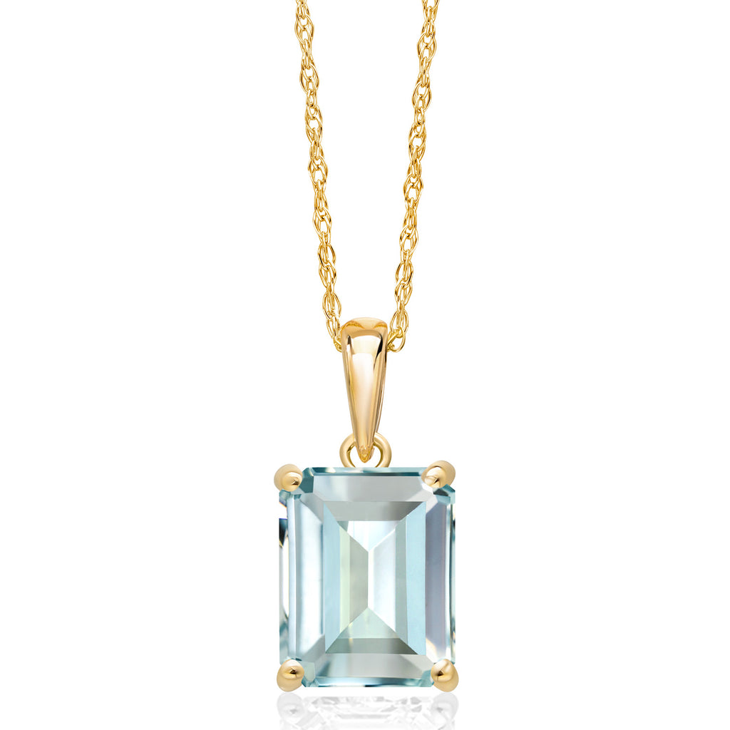 Created Aquamarine - March_Pendant in 14K Yellow Gold